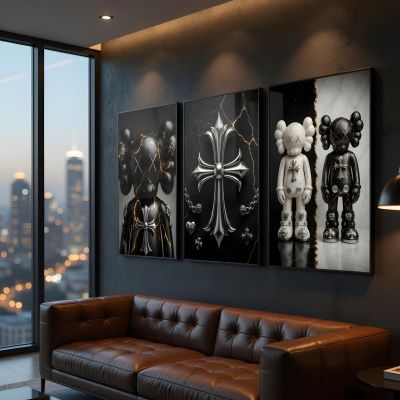 Denim Tears Wall Art Set of 3, Cotton Wreath Posters, Hypebeast Room Decor, Luxury Streetwear Fashion Prints, Designer Inspired Wall Art