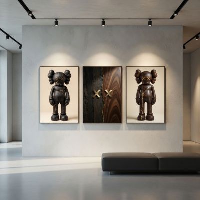 KAWS Wall Art – Wood Kintsugi Hypebeast Decor Set of 3