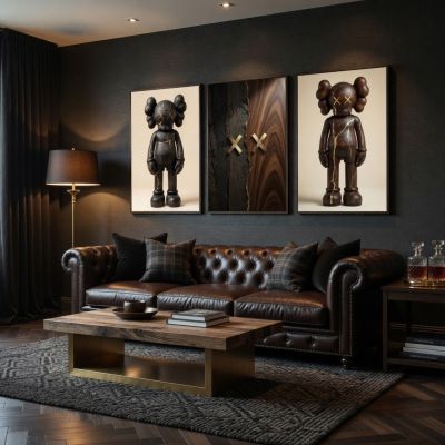 KAWS Wall Art – Wood Kintsugi Hypebeast Decor Set of 3