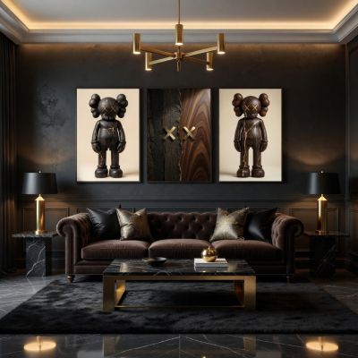KAWS Wall Art – Wood Kintsugi Hypebeast Decor Set of 3