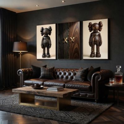 KAWS Wall Art – Wood Kintsugi Hypebeast Decor Set of 3