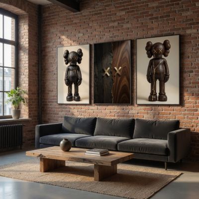 KAWS Wall Art – Wood Kintsugi Hypebeast Decor Set of 3