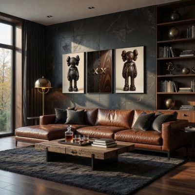 KAWS Wall Art – Wood Kintsugi Hypebeast Decor Set of 3