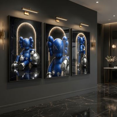 Kaws Girl Wall Art Set of 3, Girl Hypebeast Room Decor, Pink Grey Kaws Posters, Feminine Kaws Wall Art, Cool Girl Room Decor, Teen Girl Art