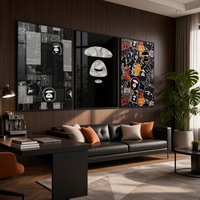 Kaws Girl Wall Art Set of 3, Girl Hypebeast Room Decor, Pink Grey Kaws Posters, Feminine Kaws Wall Art, Cool Girl Room Decor, Teen Girl Art