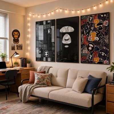 Kaws Girl Wall Art Set of 3, Girl Hypebeast Room Decor, Pink Grey Kaws Posters, Feminine Kaws Wall Art, Cool Girl Room Decor, Teen Girl Art