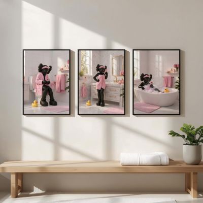 Kaws Girl Wall Art Set of 3, Girl Hypebeast Room Decor, Pink Grey Kaws Posters, Feminine Kaws Wall Art, Cool Girl Room Decor, Teen Girl Art