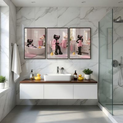 Kaws Girl Wall Art Set of 3, Girl Hypebeast Room Decor, Pink Grey Kaws Posters, Feminine Kaws Wall Art, Cool Girl Room Decor, Teen Girl Art