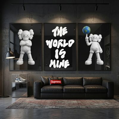 KAWS Wall Art – The World Is Mine Hypebeast Room Decor Set of 3