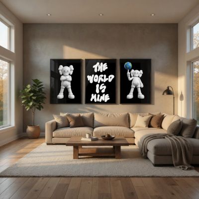 KAWS Wall Art – The World Is Mine Hypebeast Room Decor Set of 3