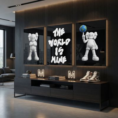 KAWS Wall Art – The World Is Mine Hypebeast Room Decor Set of 3