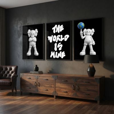 KAWS Wall Art – The World Is Mine Hypebeast Room Decor Set of 3