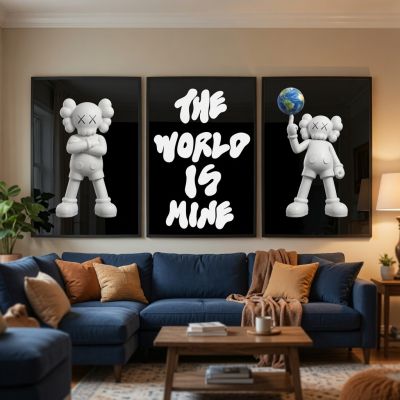 KAWS Wall Art – The World Is Mine Hypebeast Room Decor Set of 3