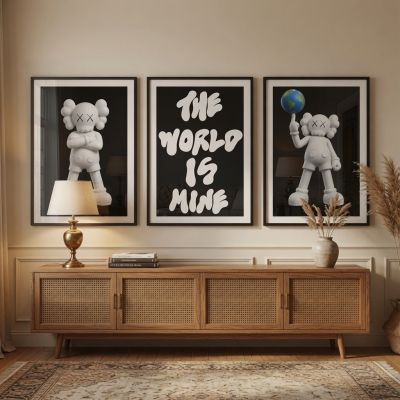 KAWS Wall Art – The World Is Mine Hypebeast Room Decor Set of 3